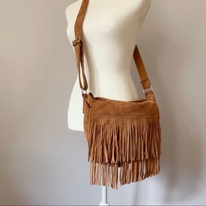 2/$40 Street Level Suede Fringe Crossbody Bag